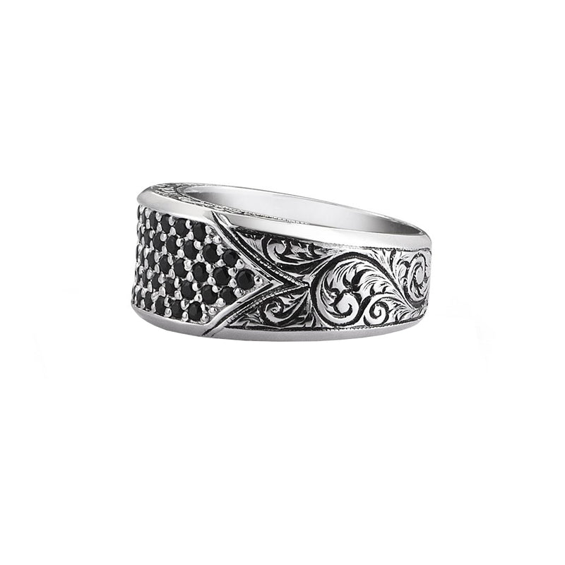 Classic Pave Signet Ring - White Gold - Pave Cubic Zirconia