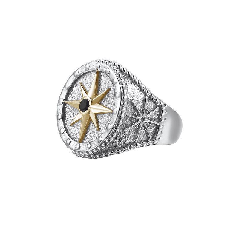 Compass Ring With Solid Gold - Yellow Gold