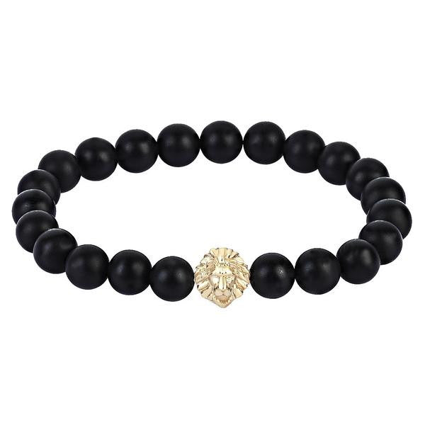 Mens Leo Beaded Bracelet - Gold