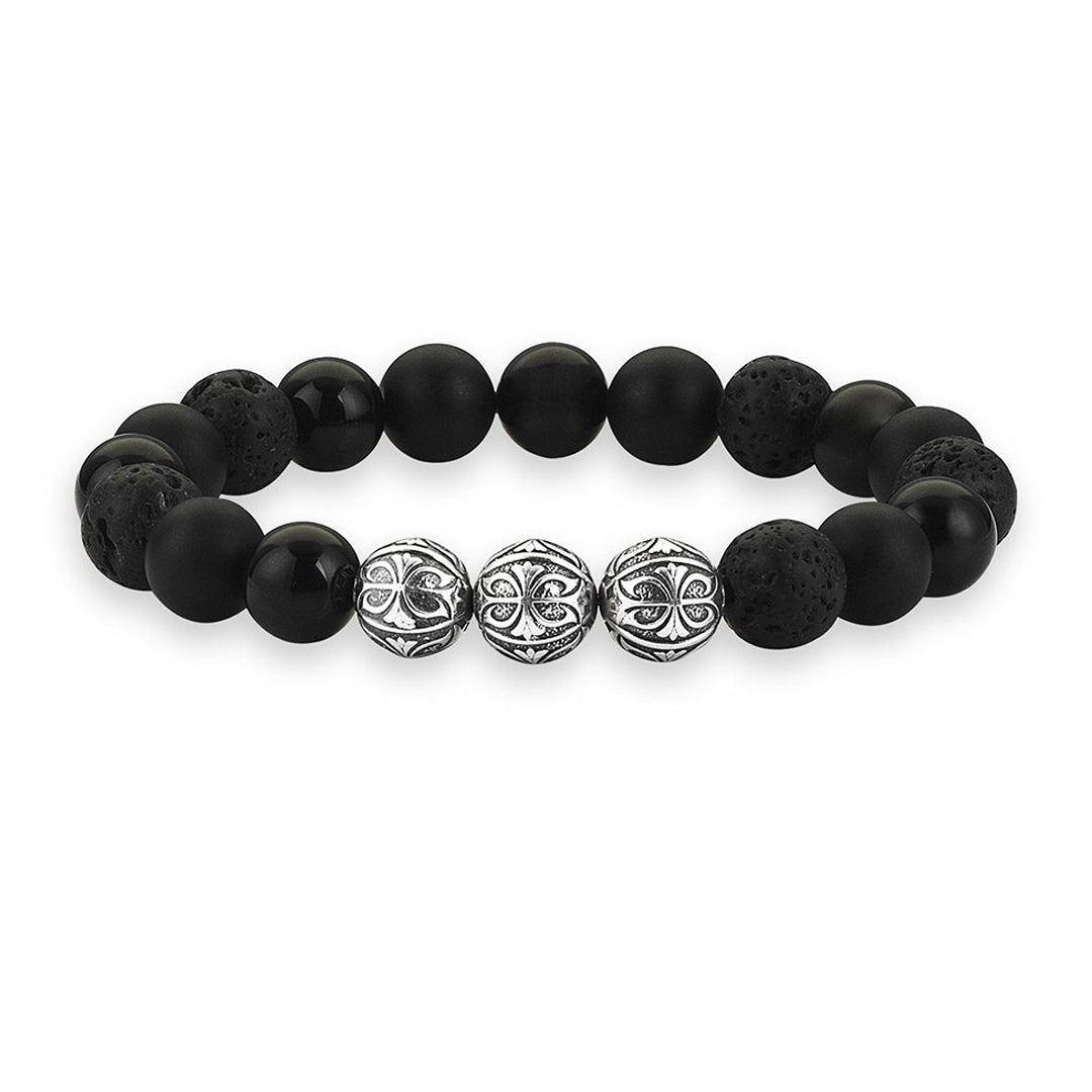 MENS PREMIUM APEX BEADED BRACELET - MIXED BLACK