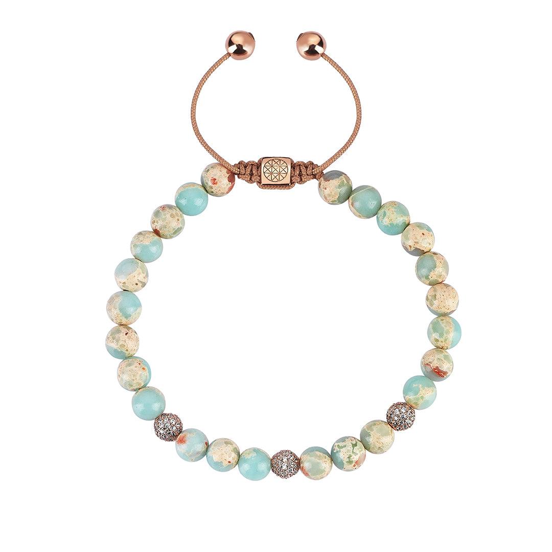 Women's AAA Grade Aqua Terra Beaded Adjustable Macrame Bracelet