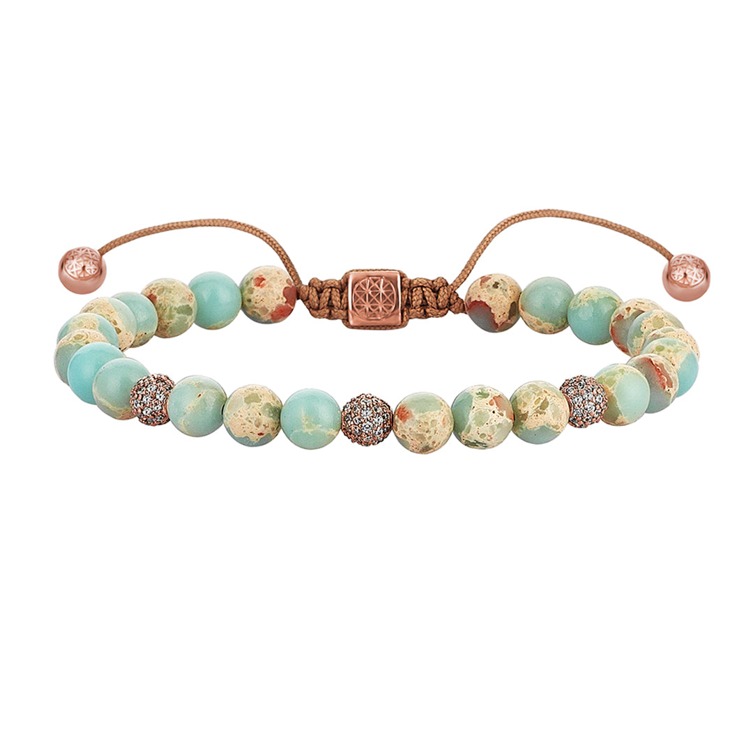 Women's Natural Aqua Terra Beaded Macrame Bracelet