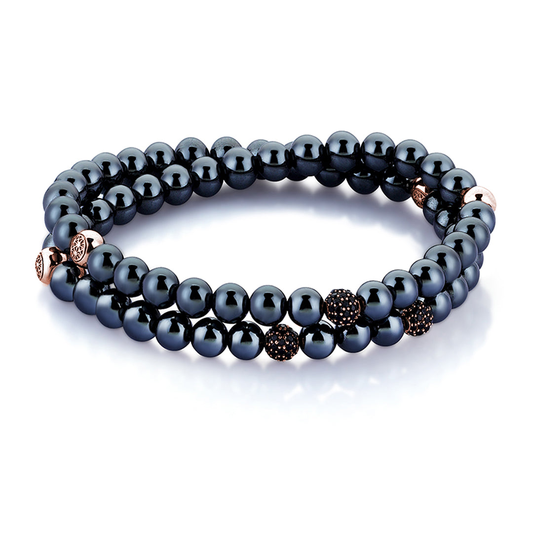 Hematite Double Beaded Bracelet - Rose Gold