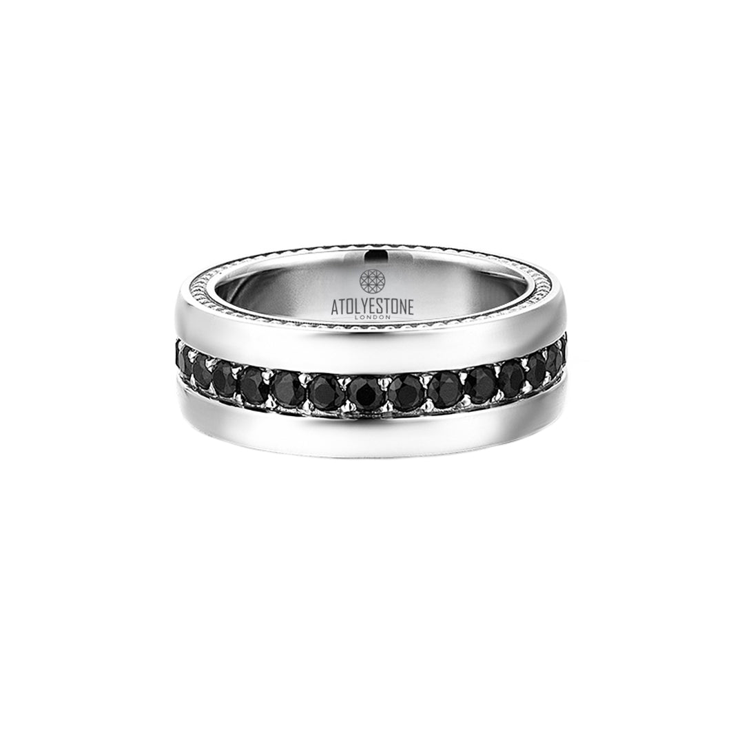 Pave Band Ring - Solid Silver - Black Diamond