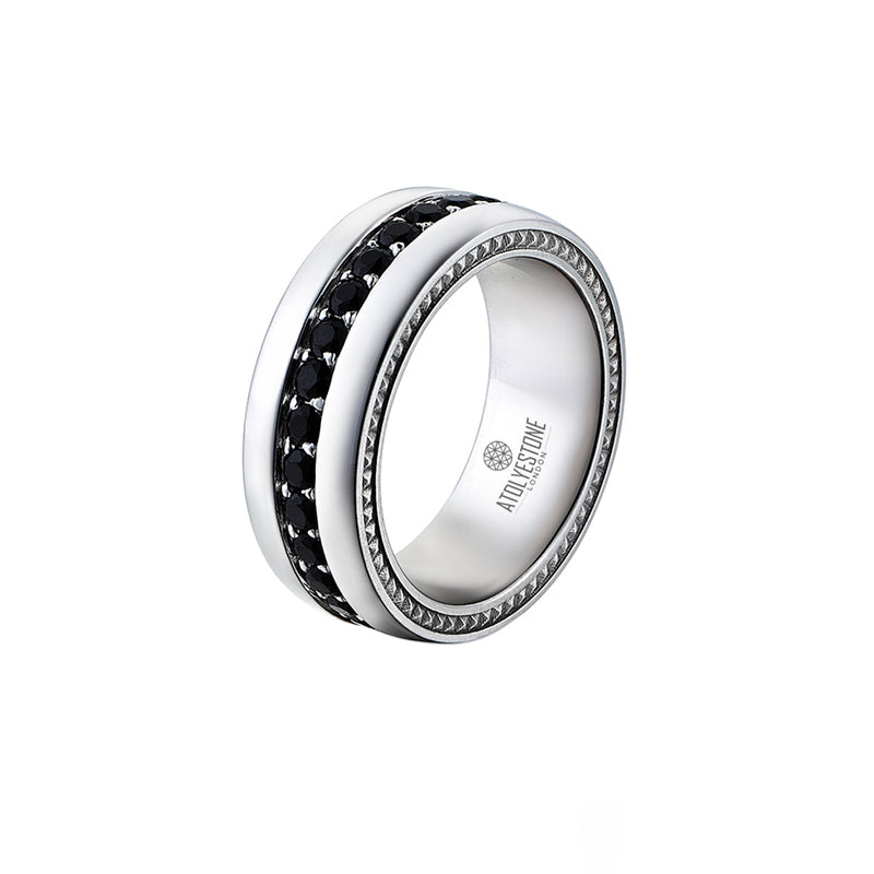 Pave Band Ring - Solid Silver - Black Diamond for Men