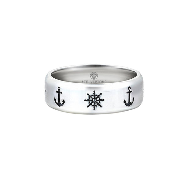 Anchor Band Ring Solid Silver