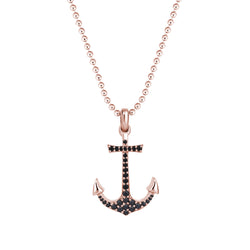 Anchor Necklace - Rose Gold - Pave Cubic Zirconia