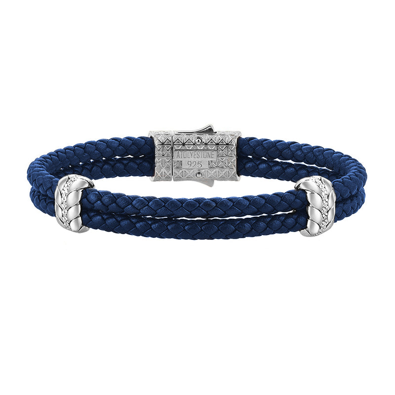 Diamond Elements Leather Bracelet - Blue