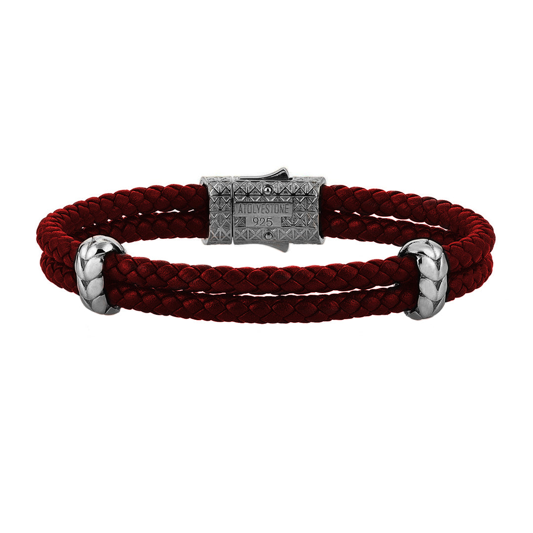 Atolyestone Elements - Solid Silver - Gunmetal - Dark Red Leather
