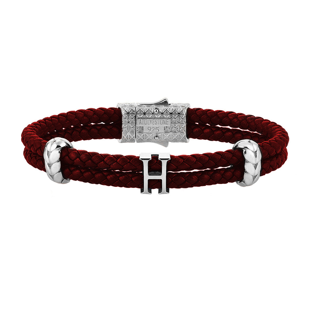 Women’s Atolyestone Statement - Solid Silver - Dark Red Leather