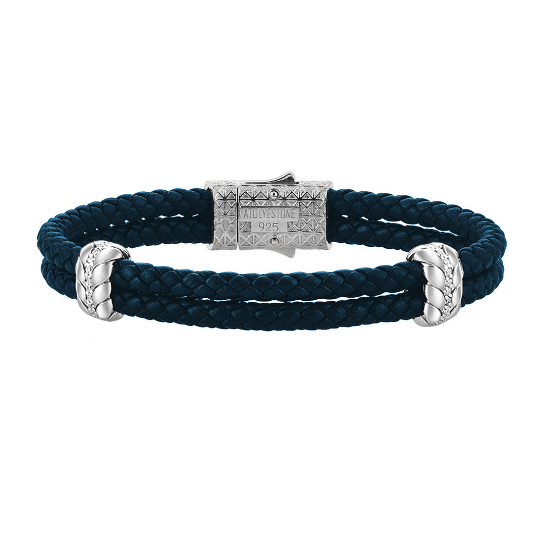 Diamond Leather Bracelet - Navy