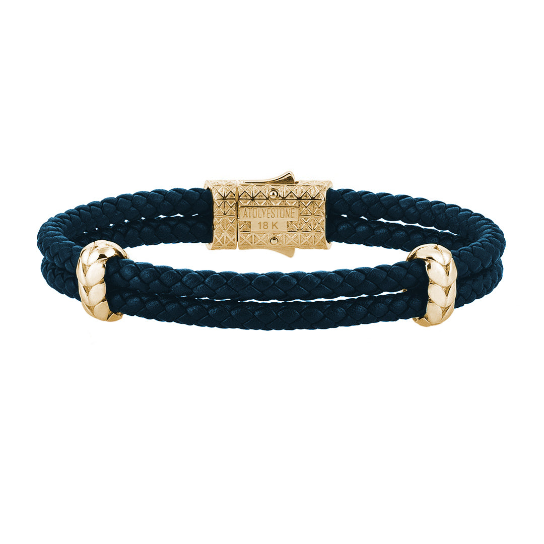 Atolyestone Elements - Solid Yellow Gold - Navy Nappa