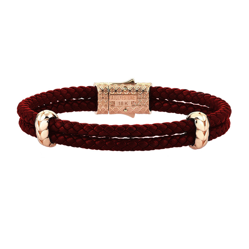 Atolyestone Elements - Solid Rose Gold - Dark Red Leather