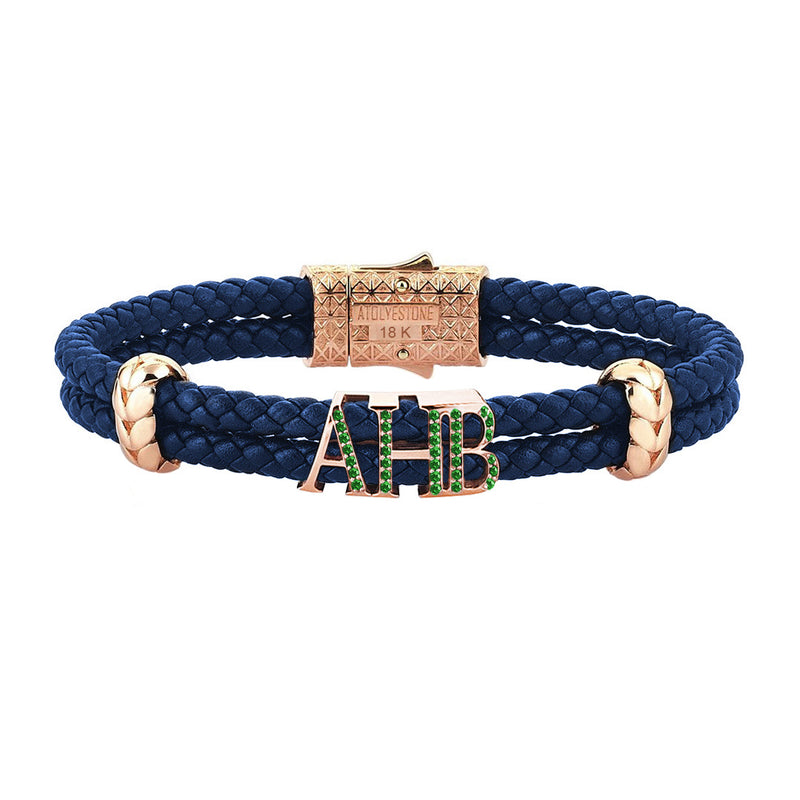Atolyestone Statements - Solid Rose Gold - Blue Leather - Emerald