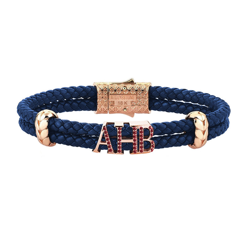 Atolyestone Statements - Solid Rose Gold - Blue Leather - Ruby