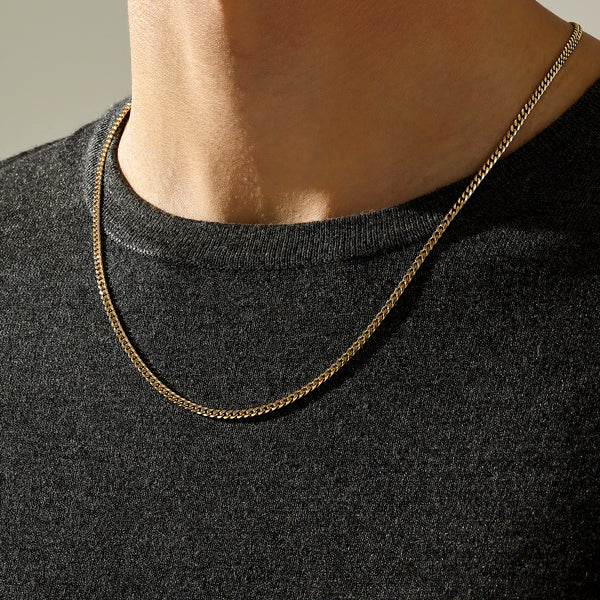 Men's 925 Solid Silver Curb Cuban Links Chain Necklace - Yellow Gold