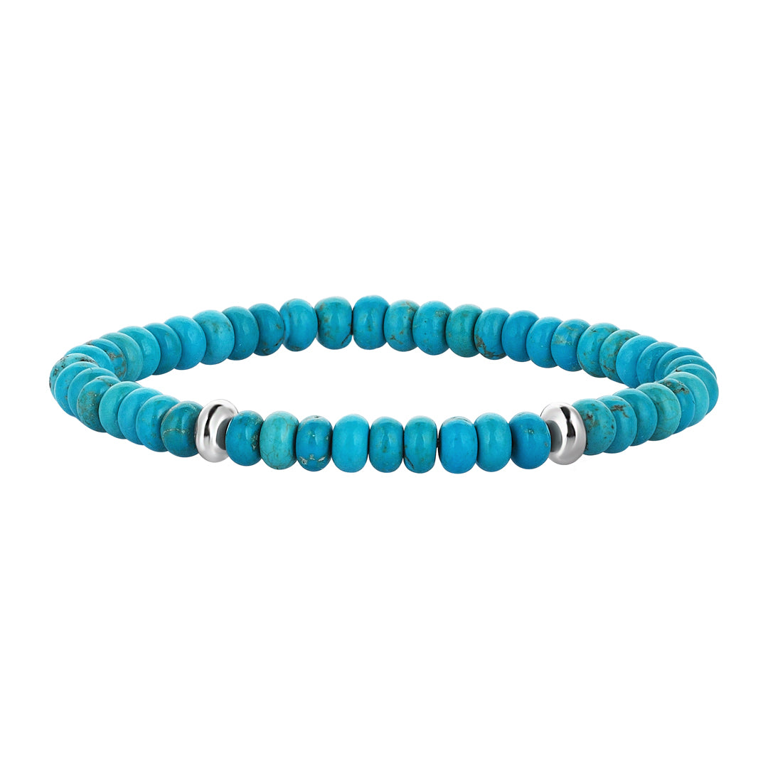 Men's Minimal Natural Turquoise Stone Rondelle Beaded Bracelet