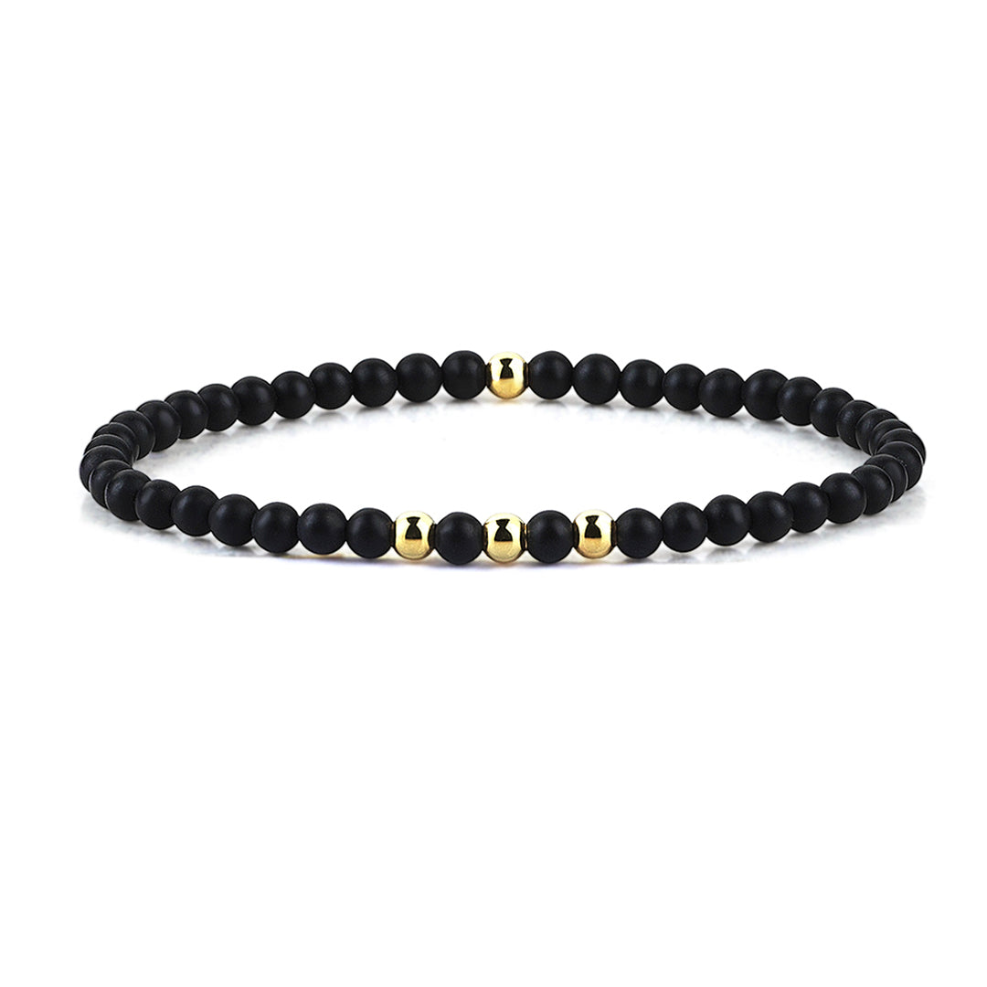 Mens Minimalist Beaded Bracelet - Agate