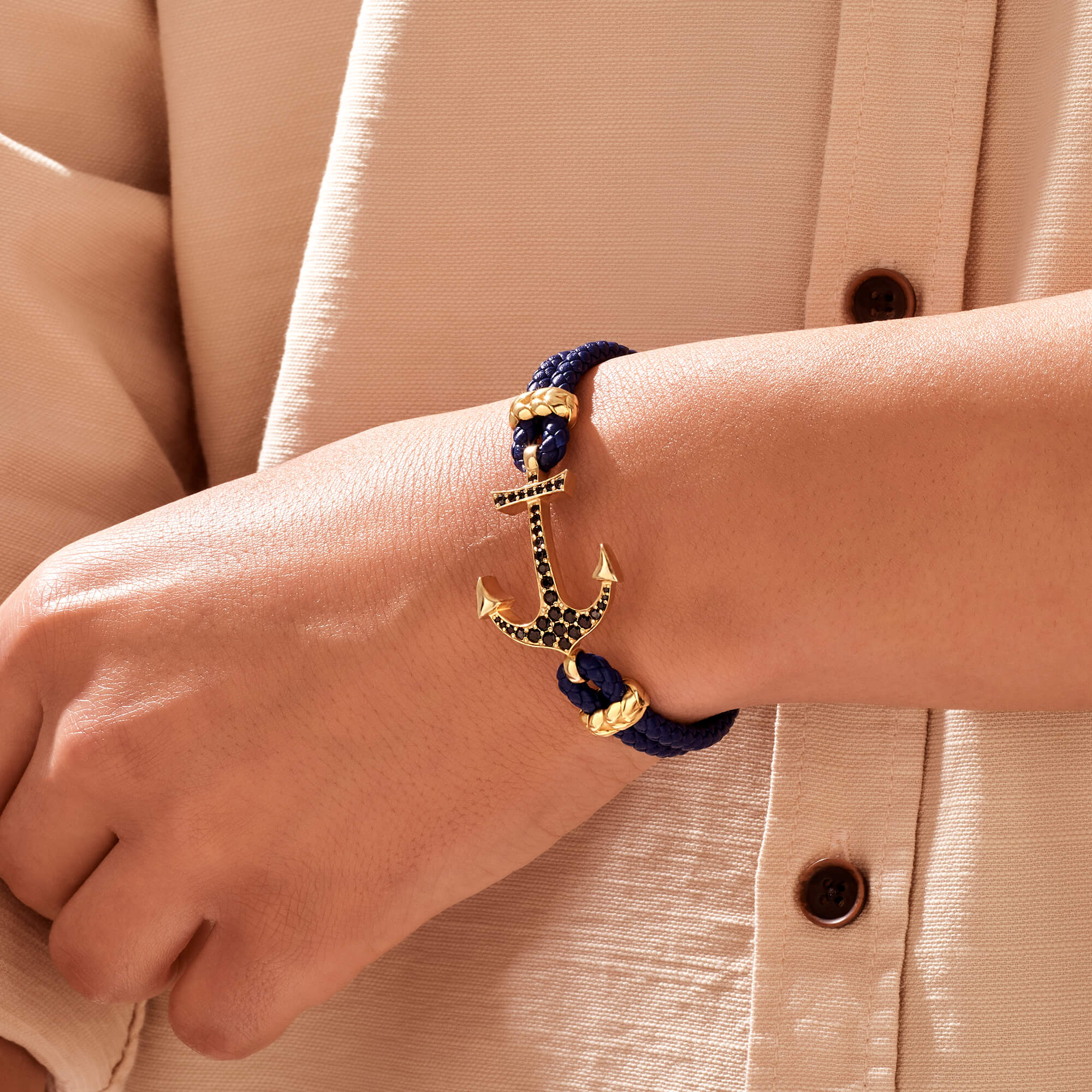 Anchor Design Leather Bracelet