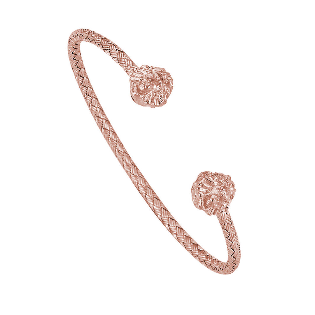 Mens Braided Leo Cuff Bracelet - Rose Gold