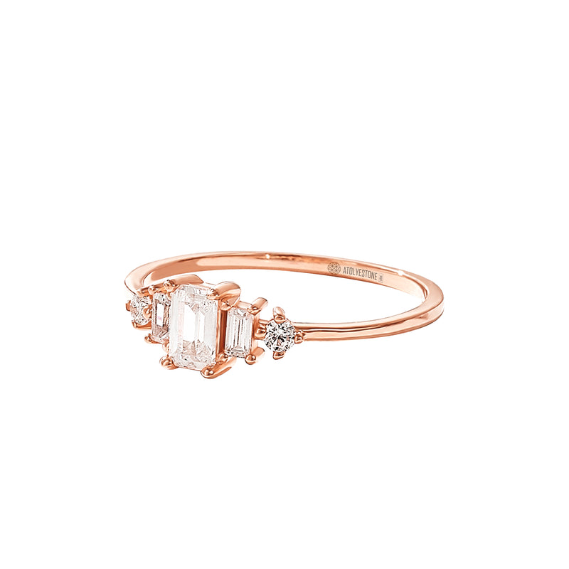 0.45ct Baguette Diamond Engagement Ring - Real Rose Gold