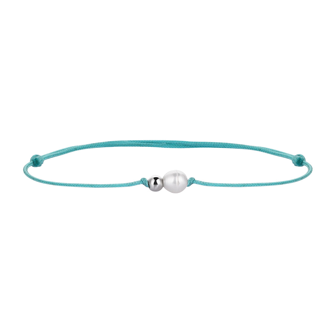 Men's Turquoise Adjustable Macrame Bracelet with Baroque Pearl Charm
