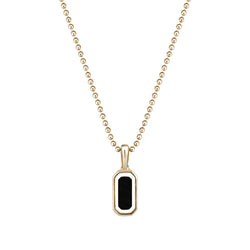 Men's Black Finished Dog Tag Pendant in Real Yellow Gold