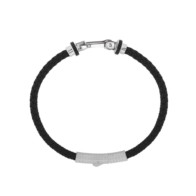Black & Silver Buckle Leather Bracelet
