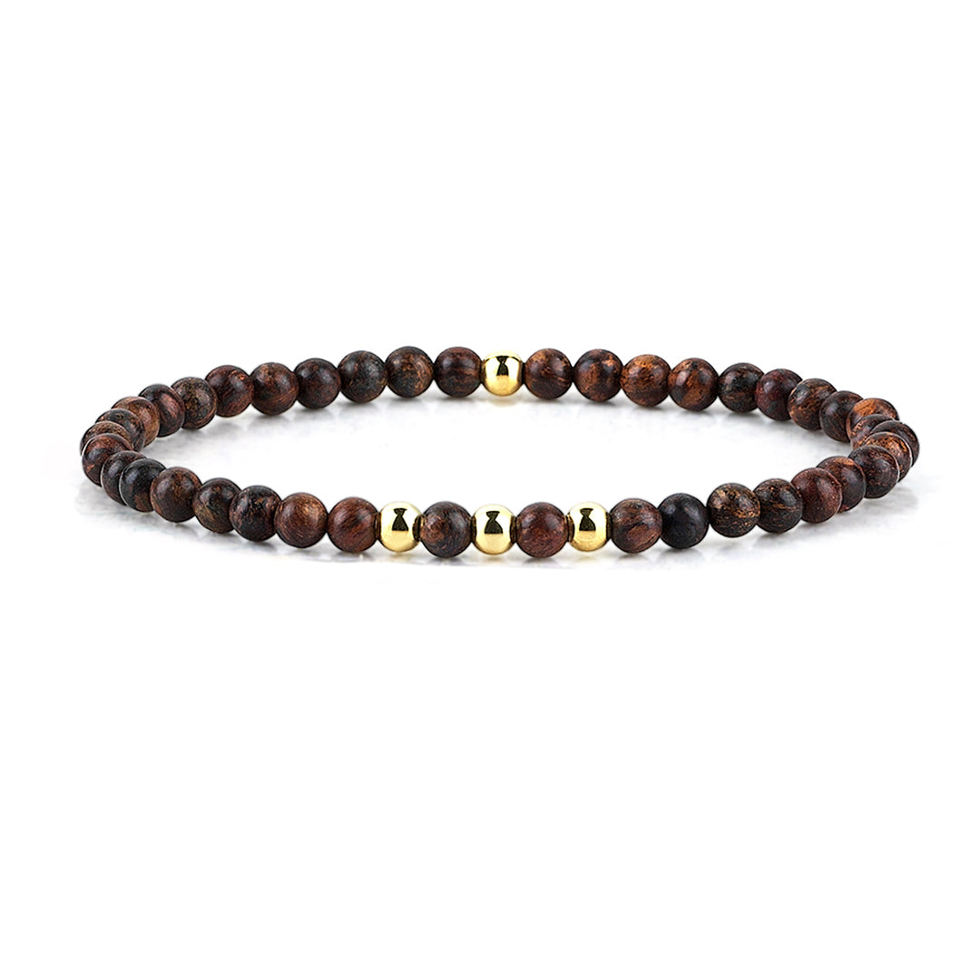 Mens Minimalist Beaded Bracelet -Bronzite