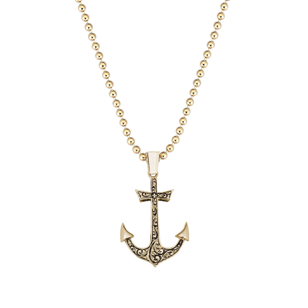 14k Gold Anchor Necklace