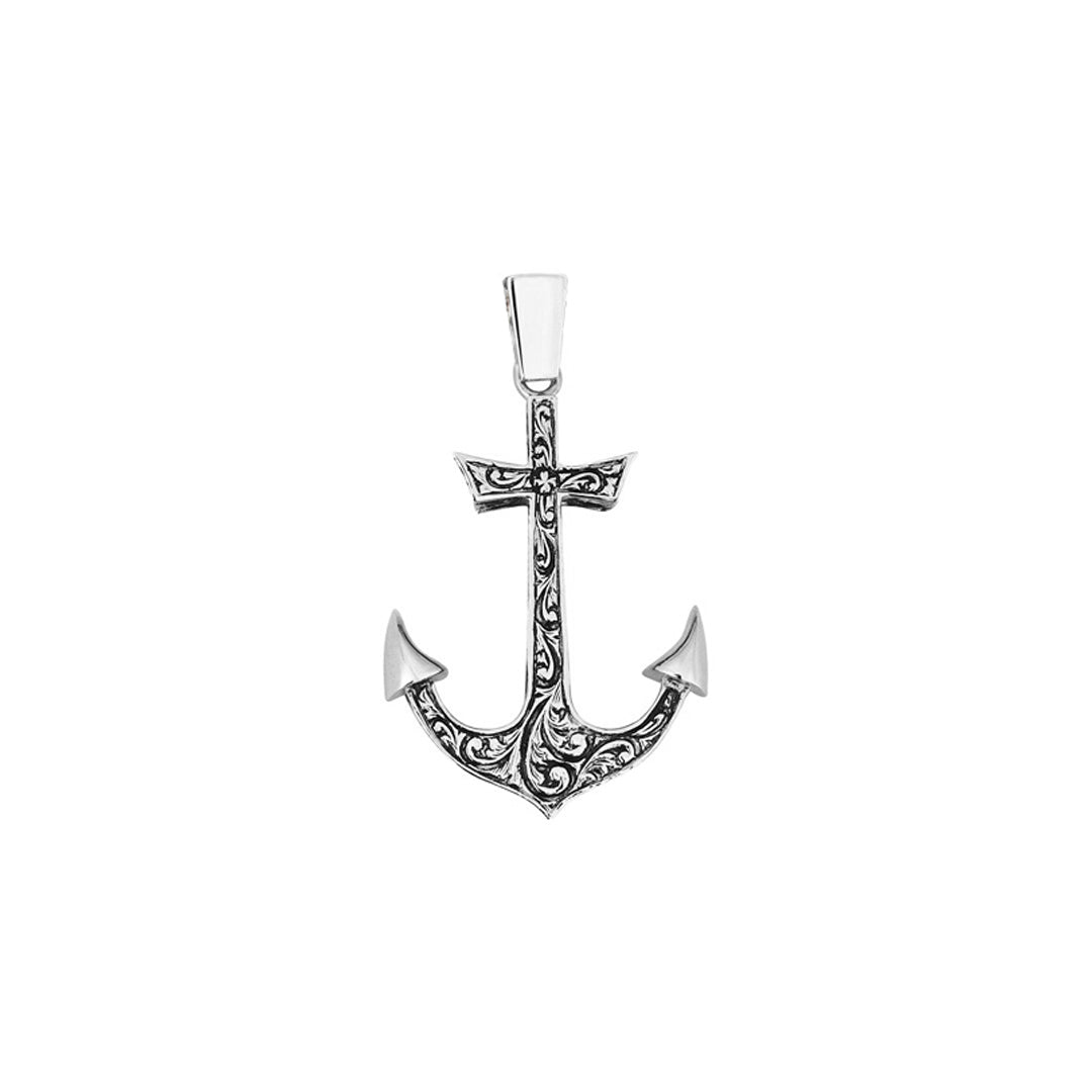 Mens Anchor Pendant - Solid Gold