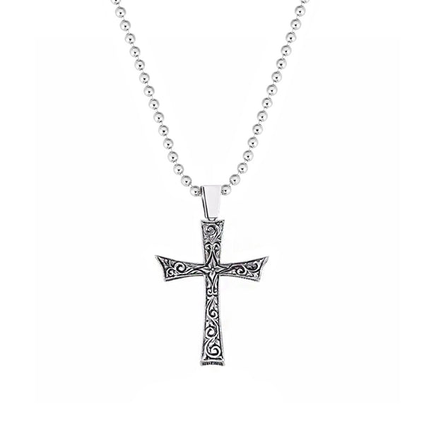 Silver cross necklace store with diamond center