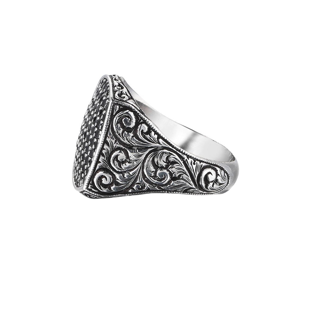 Classic Cushion Pave Ring - White Gold - Pave Black Diamond