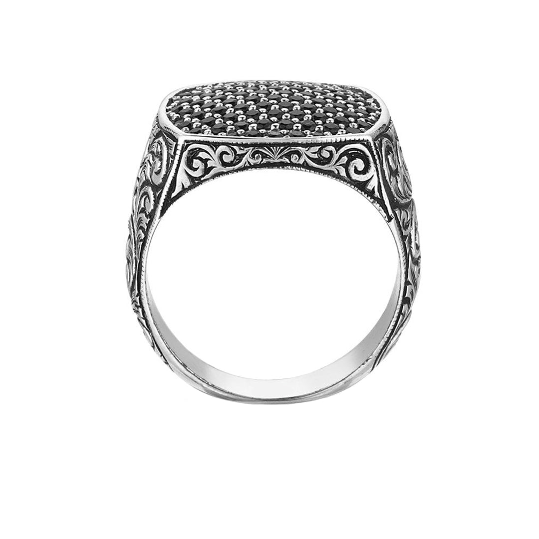 Classic Cushion Pave Ring - Pave Black Diamond