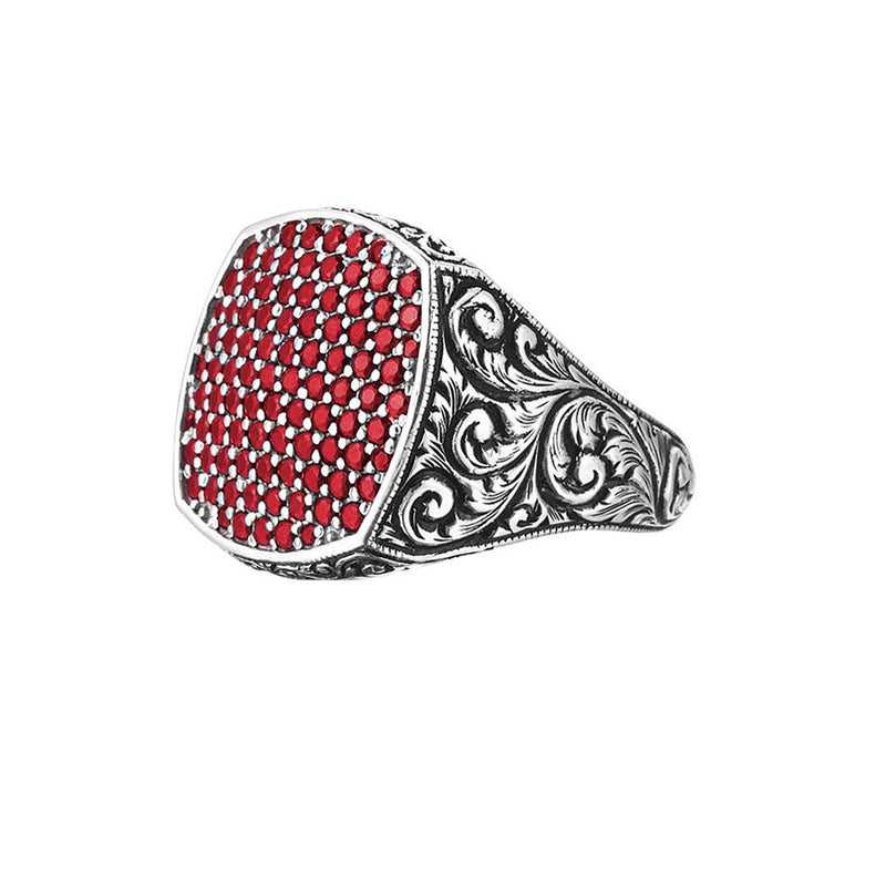 Classic Cushion Pave Ring - White Gold - Pave Ruby