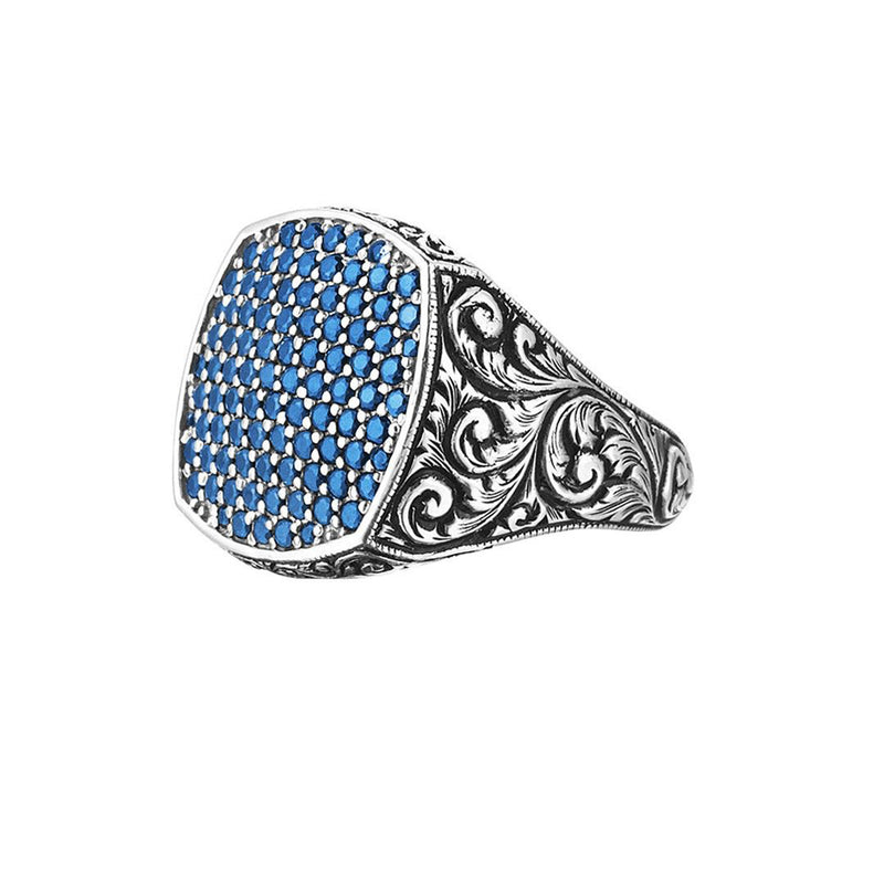 Classic Cushion Pave Ring - White Gold - Pave Sapphire