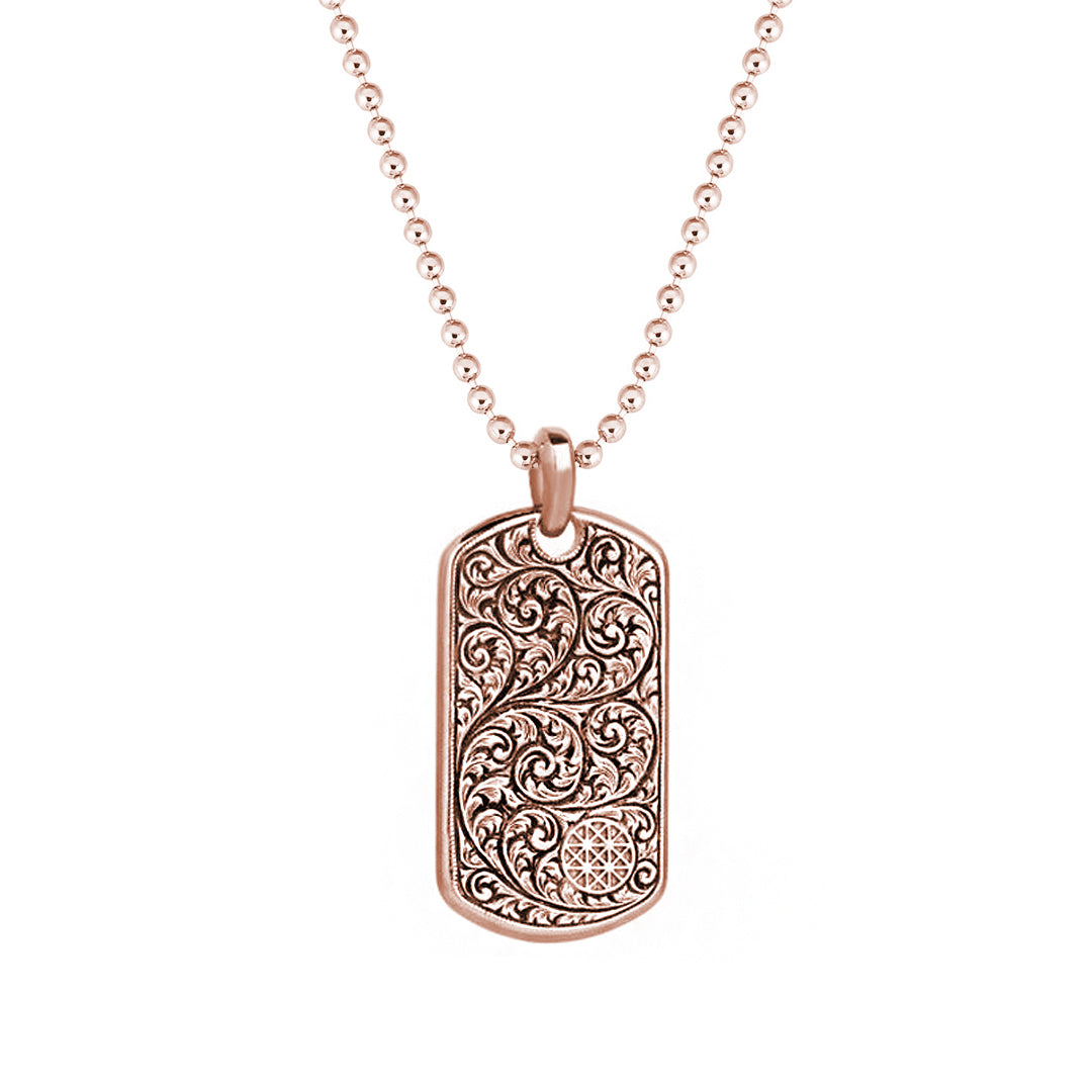14k Solid Gold Soldier Tag Necklace