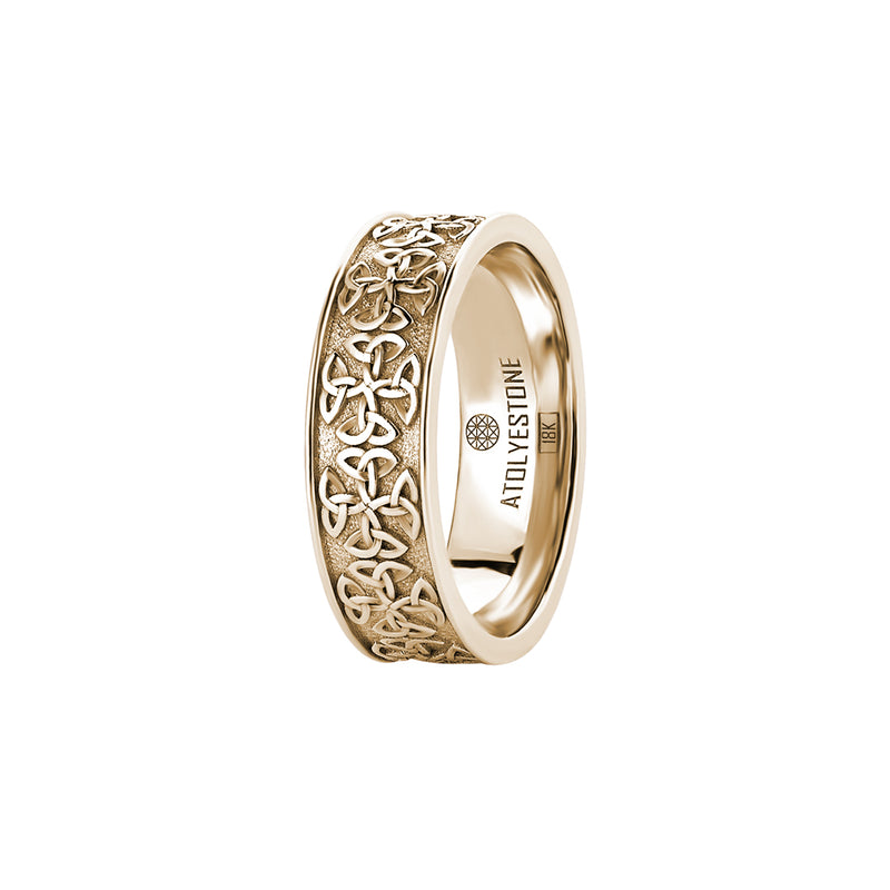 Men's Celtic Design Band Ring in Real Yellow Gold