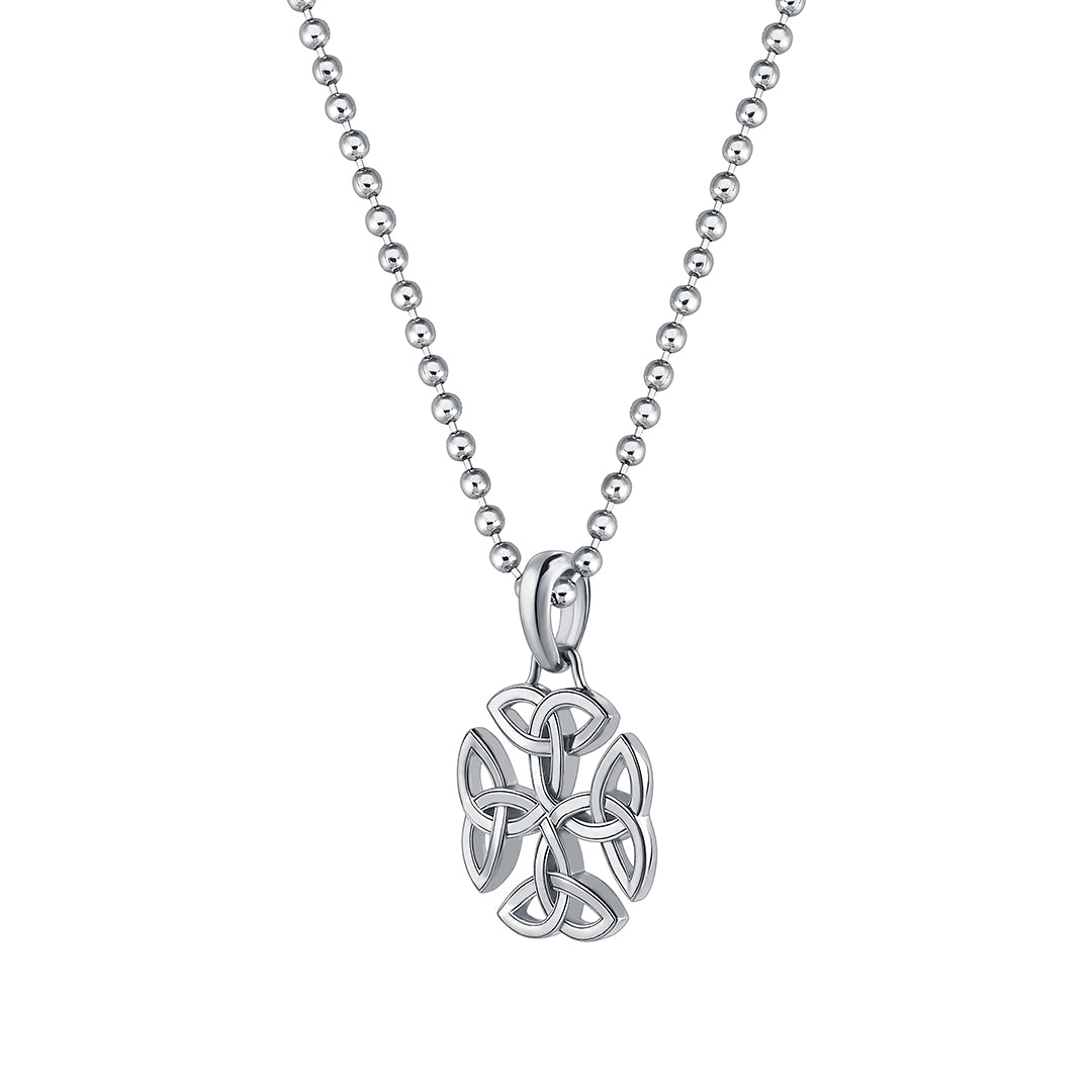 Men's Real Gold Celtic Dara Knot Pendant - White Gold