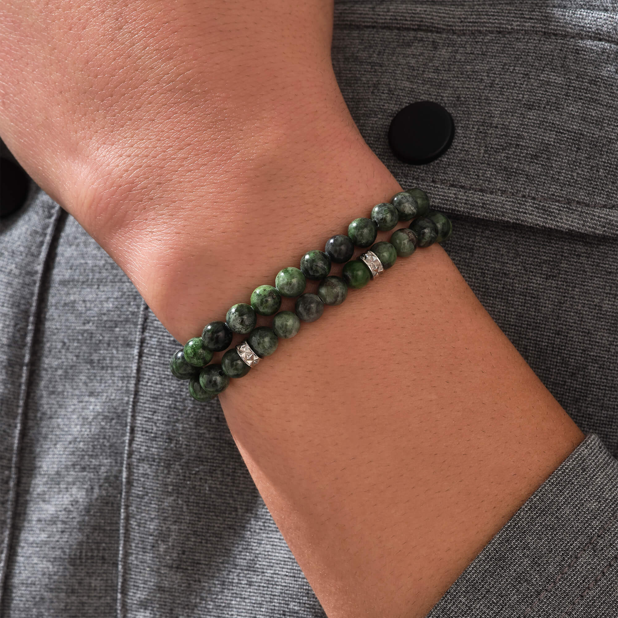 Chrome Diopside Double Beaded Bracelet