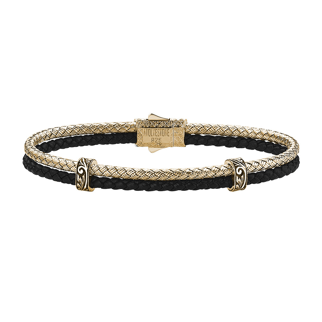 Classic Leather and Silver Bangle