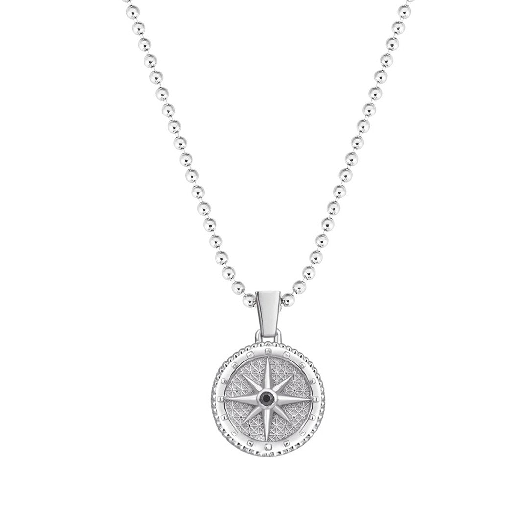 Compass Necklace in Gold - Black Diamond