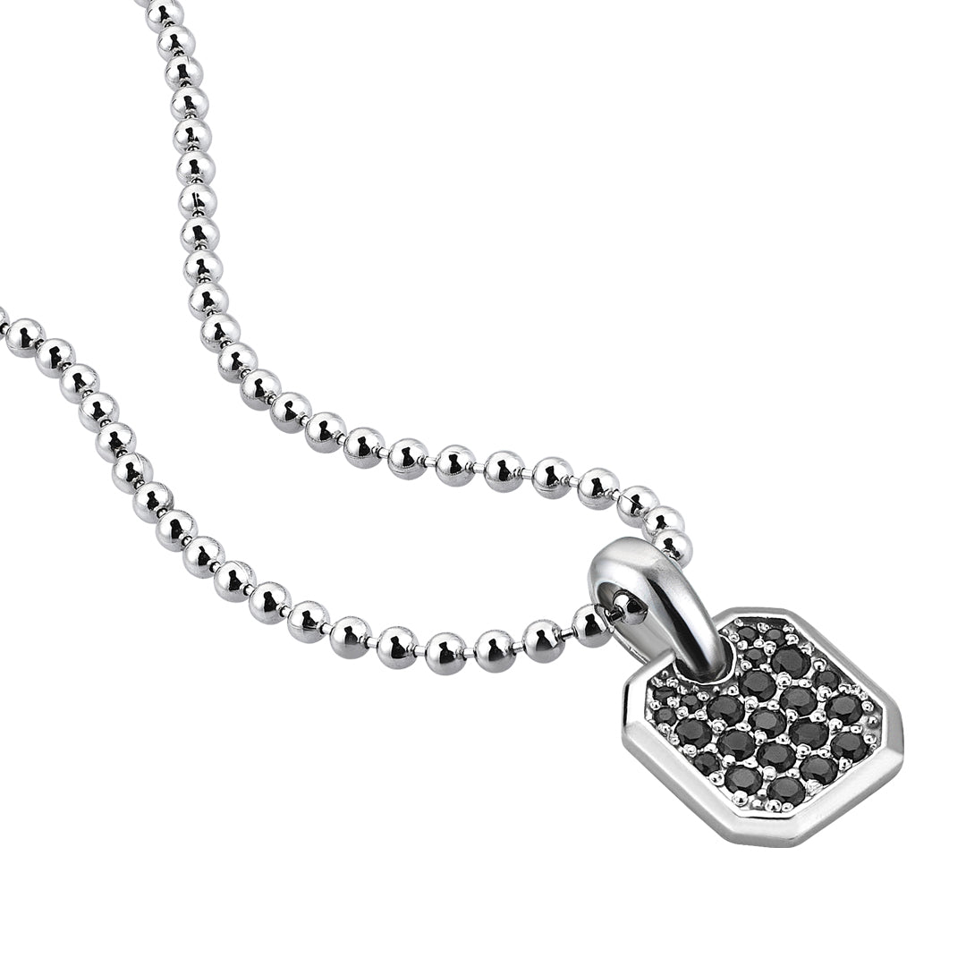 Men's Cushion Square Tag Pendant in 14K Solid White Gold