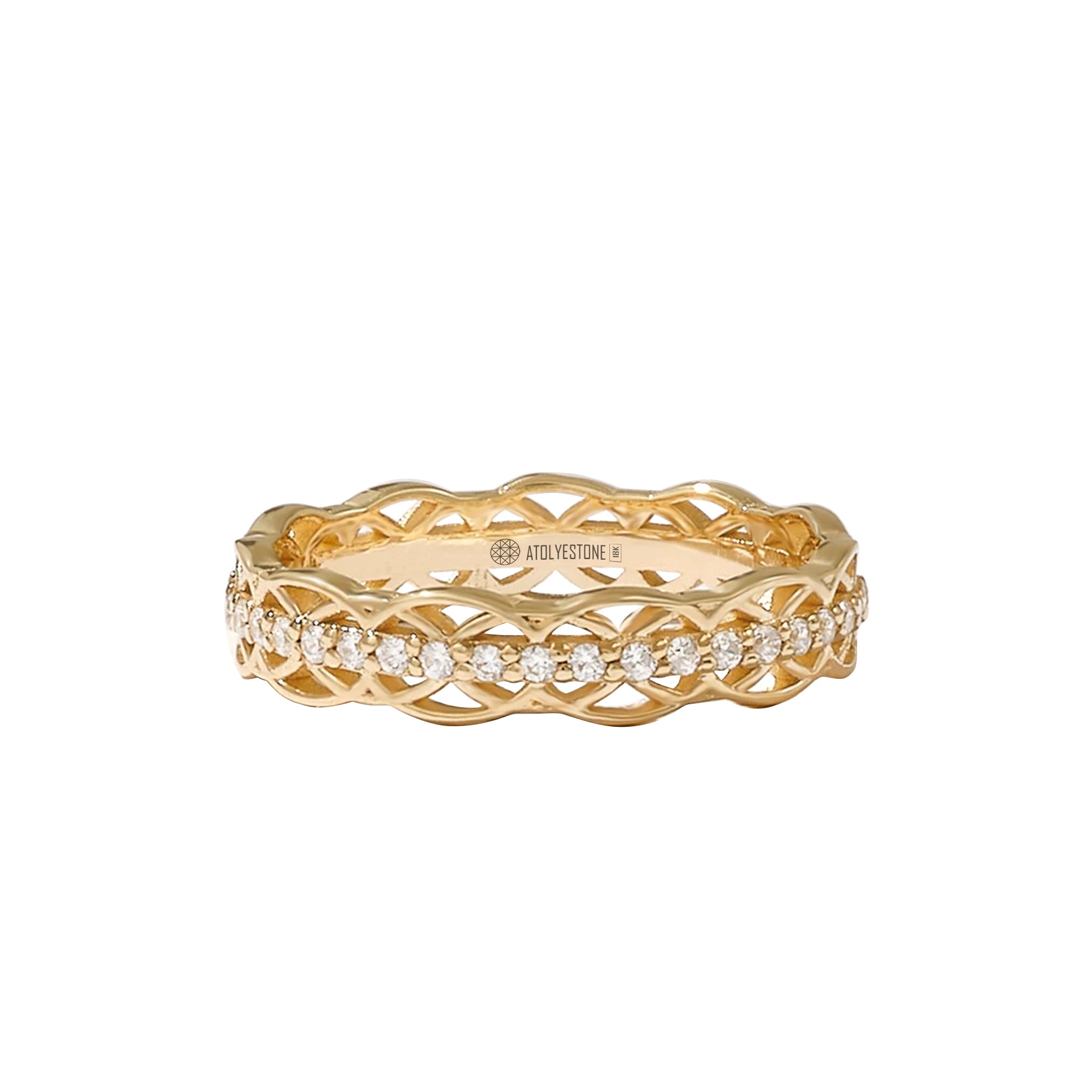 0.17 ctw Diamond Pave Celtic Wedding Band Ring - Solid Gold