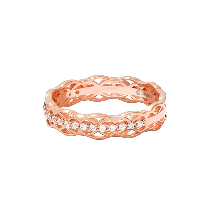 0.17 ctw Diamond Pave Celtic Band Ring in Real Rose Gold
