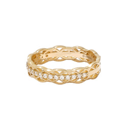 0.17 ctw Diamond Pave Celtic Band Ring in Real Yellow Gold