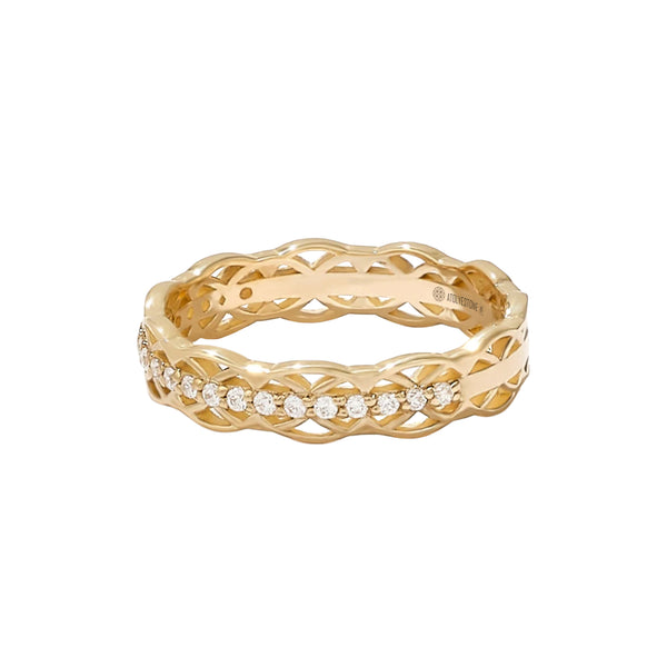 0.17 ctw Diamond Pave Celtic Band Ring in Real Yellow Gold