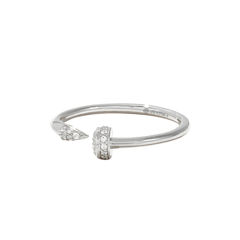 Women's 0.11 ctw Diamond Pave Nail Ring in Solid White Gold