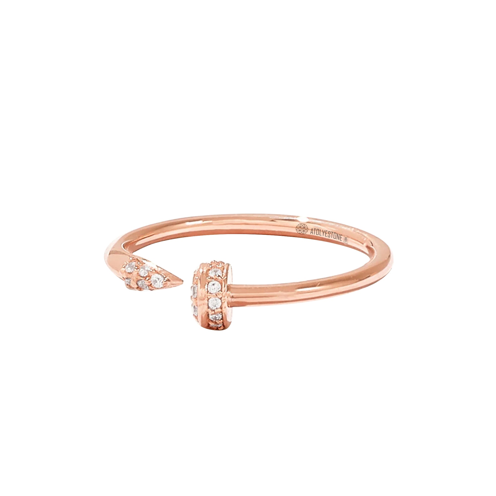 Women's 0.11 ctw Diamond Pave Nail Ring in Solid Rose Gold