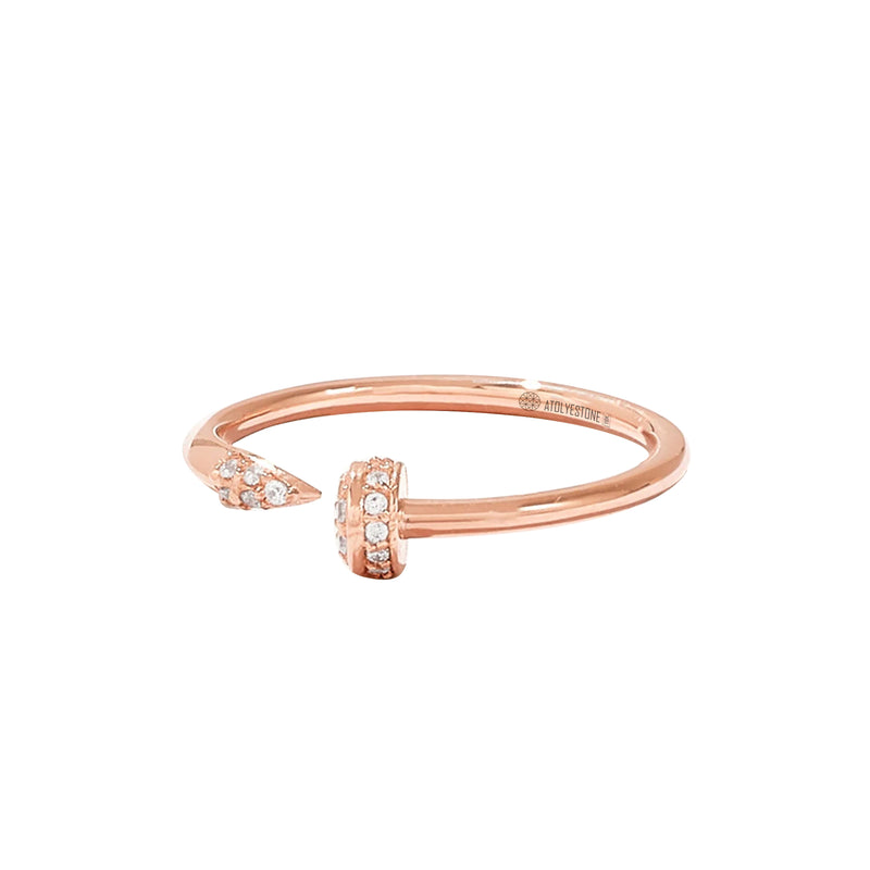 Women's 0.11 ctw Diamond Pave Nail Ring in Solid Rose Gold